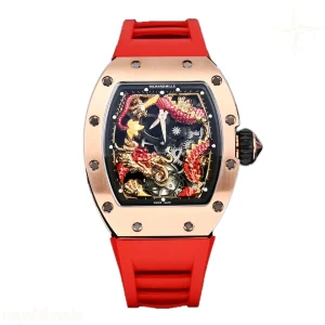 Richard Mille RM057 Tourbillon Dragon in Rose Gold in Red Rubber Strap