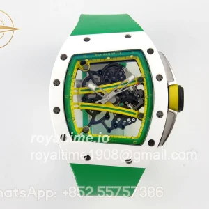 Richard Mille RM061 White Ceramic APSF Yellow/Green Skeleton Dial on Green Rubber Strap RMUL2