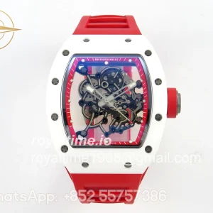 Richard Mille RM055 White Ceramic APSF Red Skeleton Dial on Red Rubber Strap RMUL2