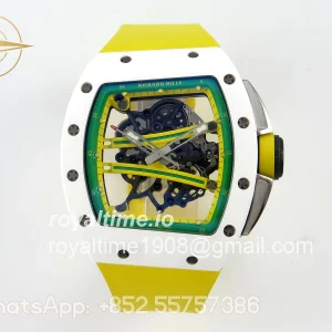 Richard Mille RM061 White Ceramic APSF Yellow/Green Skeleton Dial on Yellow Rubber Strap RMUL2