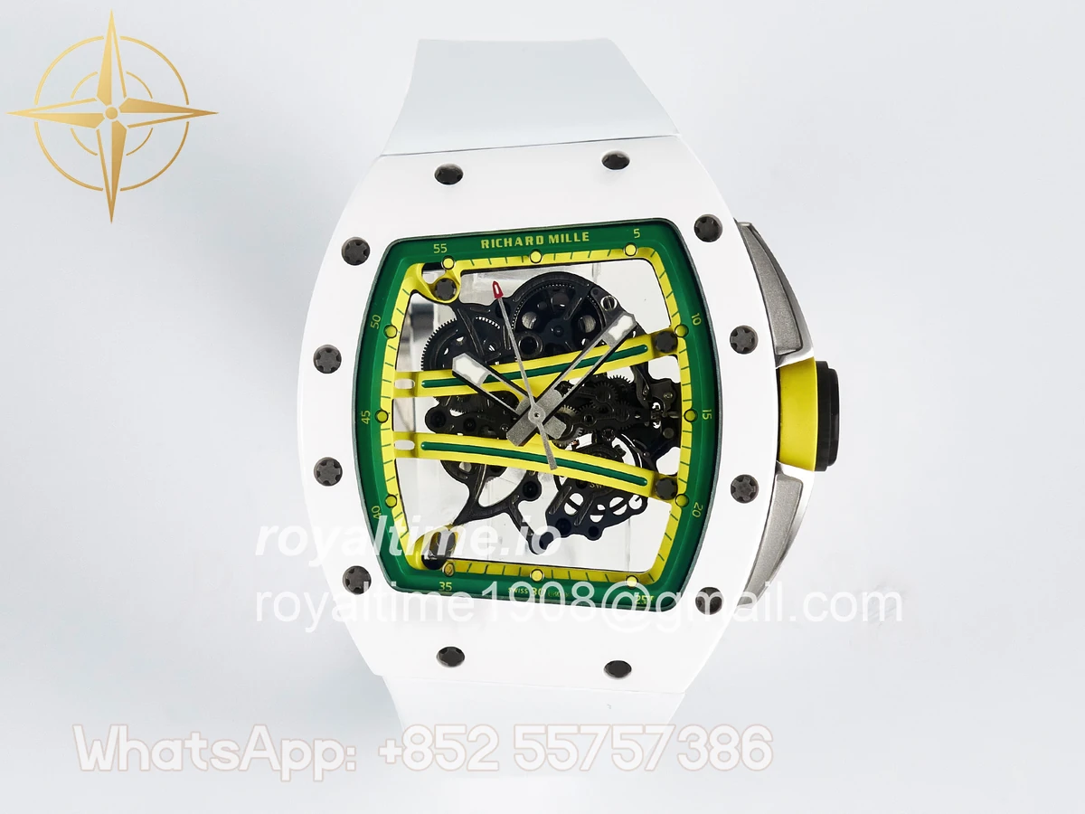 Richard Mille RM061 White Ceramic ZF on White Rubber Strap RMUL2