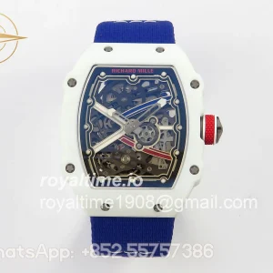 Richard Mille AVF RM67-02 White NTPT Red/Blue/White Skeleton Dial on Blue Elastic strap CRMA7 V2