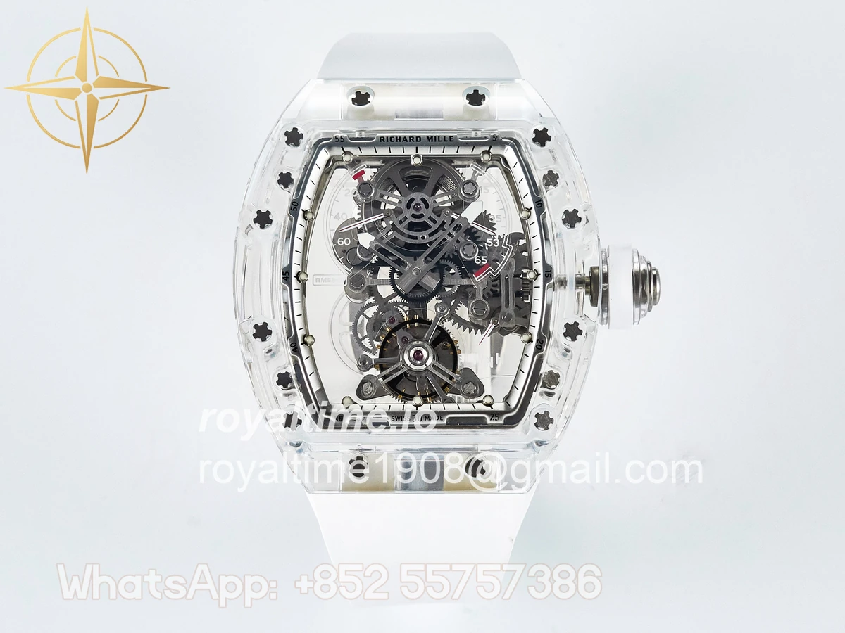 Richard Mille RM56-01 Transparent Tourbillon RMF Skeleton Dial on White Rubber Strap