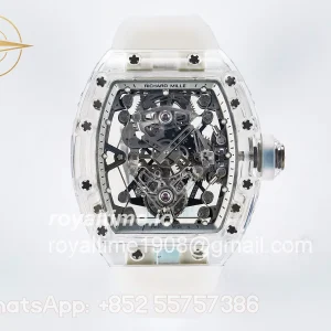Richard Mille RM56-02 Transparent Tourbillon RMF Skeleton White Dial on Transparent Rubber Strap
