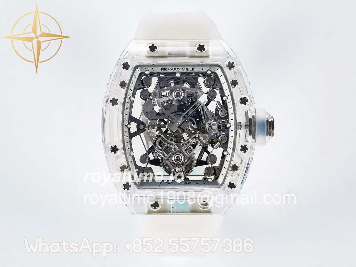 Richard Mille RM56-02 Transparent Tourbillon RMF Skeleton White Dial on Transparent Rubber Strap