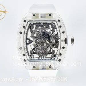 Richard Mille RM56-02 Transparent Tourbillon RMF Skeleton White Dial on White Rubber Strap