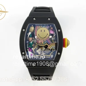 Richard Mille RM88 Tourbillon Smiley Black Ceramic RMF on Black Rubber Strap