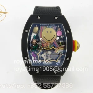 Richard Mille RM88 Tourbillon Smiley Black Ceramic RMF on Black Velcro Strap