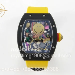 Richard Mille RM88 Tourbillon Smiley Black Ceramic RMF on Yellow Velcro Strap