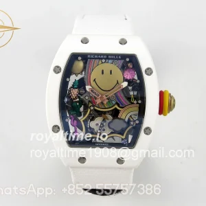 Richard Mille RM88 Tourbillon Smiley White Ceramic RMF on White Velcro Strap