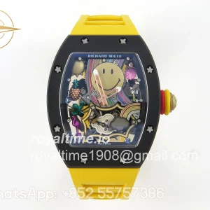 Richard Mille RM88 Tourbillon Smiley White Ceramic RMF on Yellow Rubber Strap