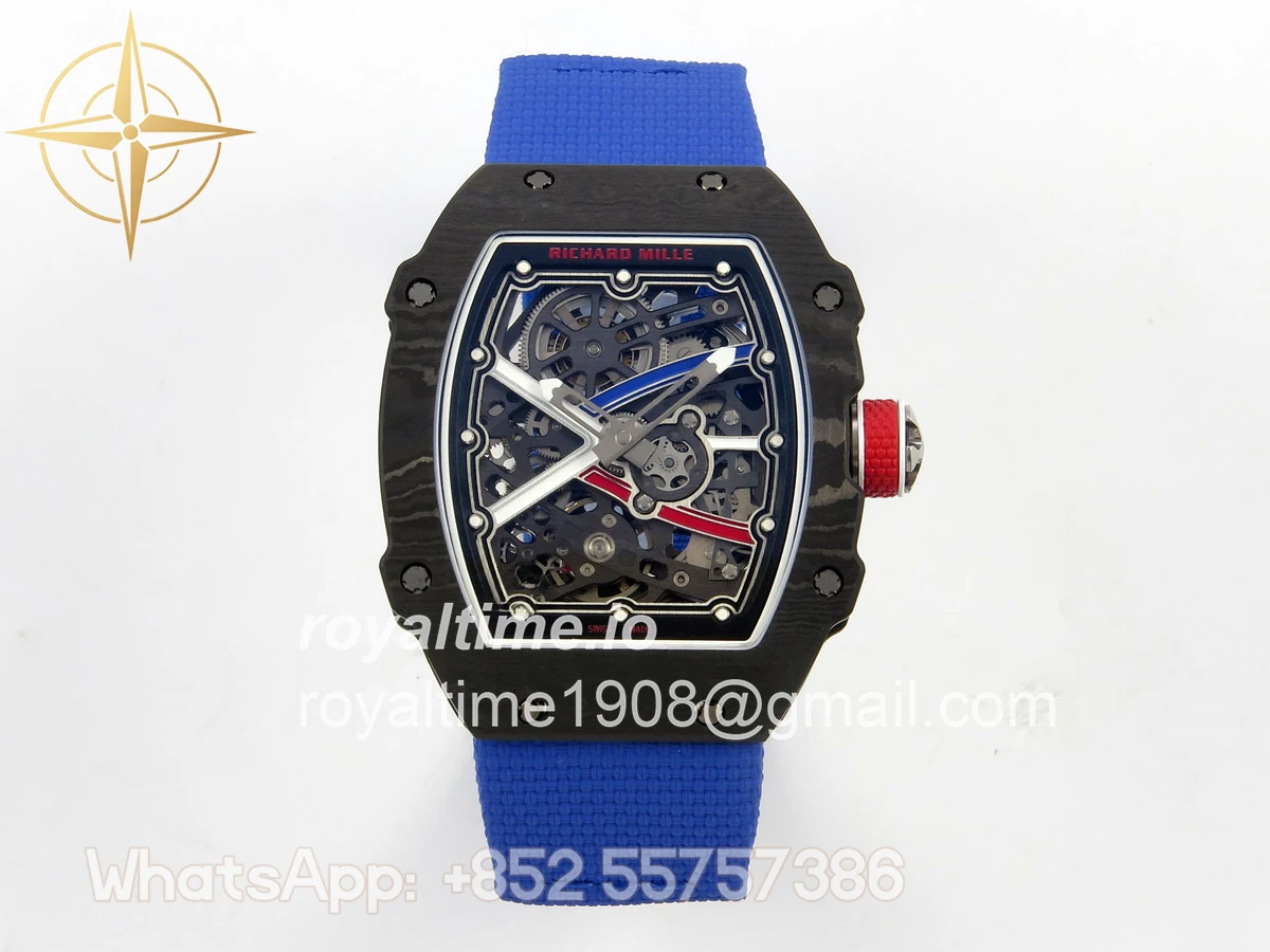 Richard Mille Umi Maker's RM67-02 Black NTPT France Blue/Red/White Skeleton Dial on Nylon strap CRMA7 V2
