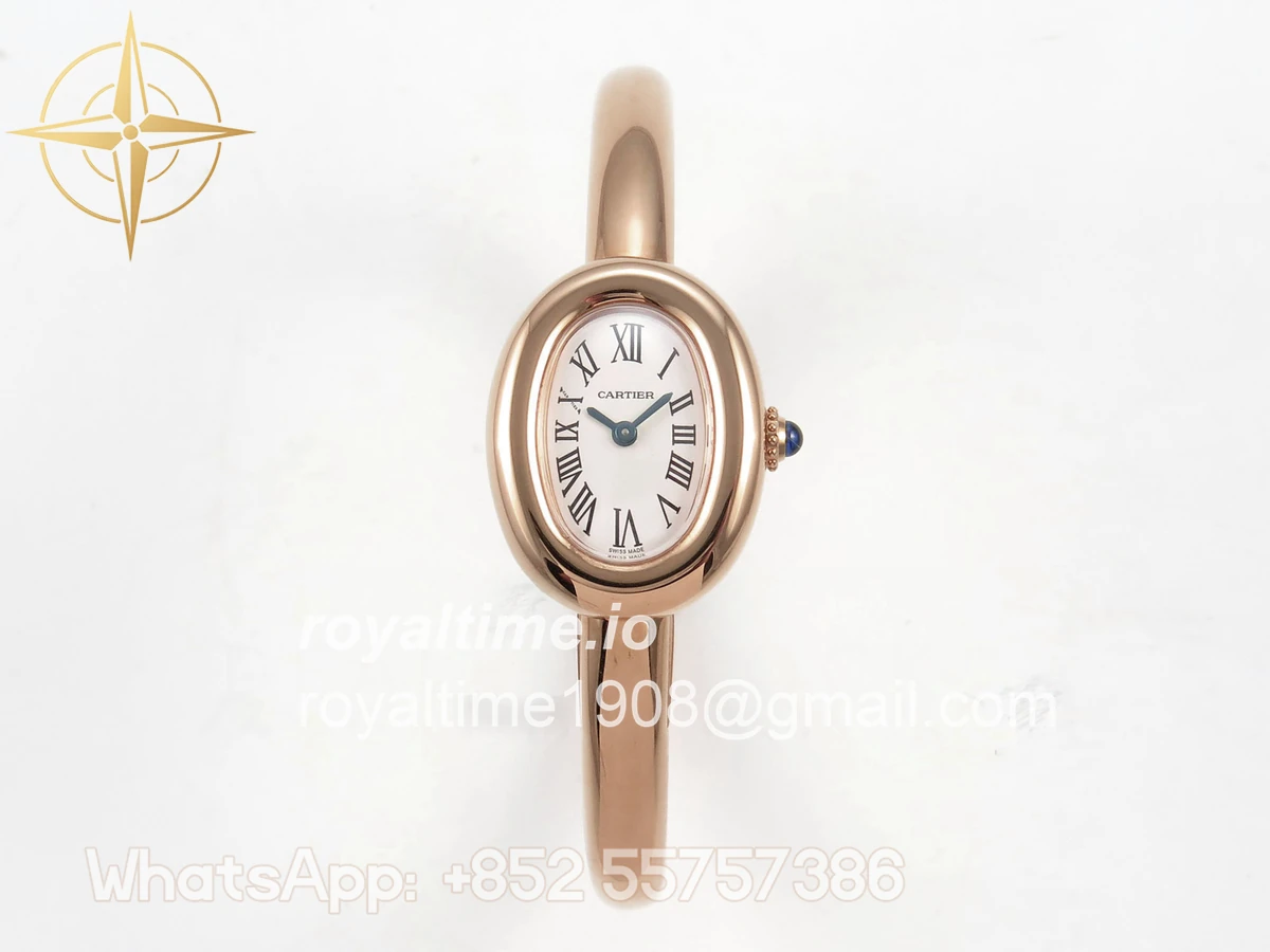 Cartier Baignoire De Cartier RG BLSF White Dial on RG Medium Size Bracelet Swiss Quartz