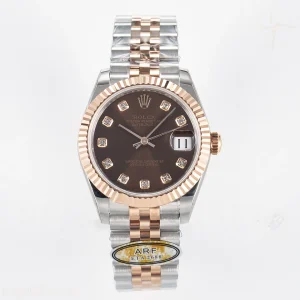 DateJust 31 278271 ARF 904L Steel Brown Diamonds Dial on SS/RG Jubilee Bracelet ETA 2688