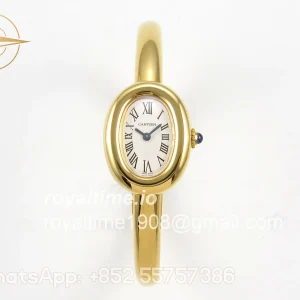 Cartier Baignoire De Cartier YG BLSF White Dial on YG Medium Size Bracelet Swiss Quartz