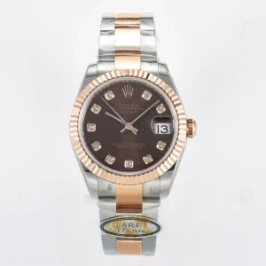 DateJust 31 278271 ARF 904L Steel Brown Diamonds Dial on SS/RG Oyster Bracelet ETA 2688