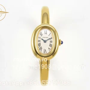 Cartier Baignoire De Cartier YG BLSF White Dial on YG Small Size Bracelet Swiss Quartz