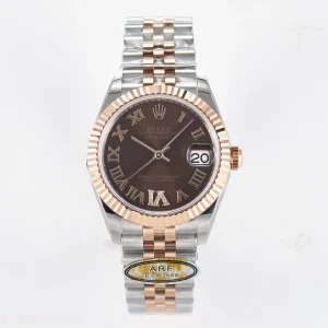 DateJust 31 278271 ARF 904L Steel Brown Roman Diamonds Dial on SS/RG Jubilee Bracelet ETA 2688
