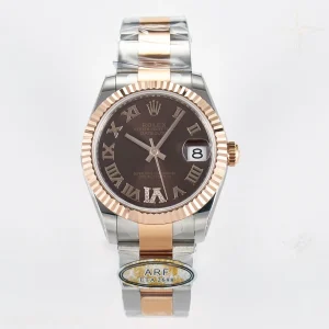 DateJust 31 278271 ARF 904L Steel Brown Roman Diamonds Dial on SS/RG Oyster Bracelet ETA 2688