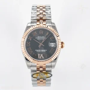 DateJust 31 278271 ARF 904L Steel Gray Roman Diamonds Dial on SS/RG Jubilee Bracelet ETA 2688