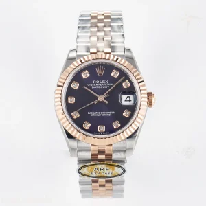 DateJust 31 278271 ARF 904L Steel Purple Diamonds Dial on SS/RG Jubilee Bracelet ETA 2688