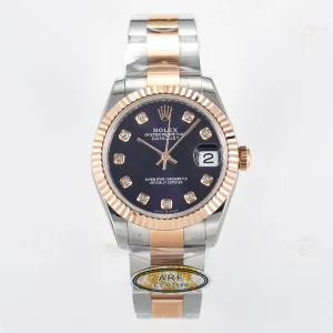 DateJust 31 278271 ARF 904L Steel Purple Diamonds Dial on SS/RG Oyster Bracelet ETA 2688