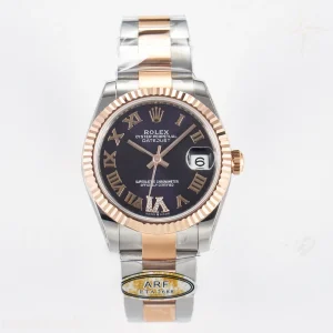 DateJust 31 278271 ARF 904L Steel Purple Roman Diamonds Dial on SS/RG Oyster Bracelet ETA 2688