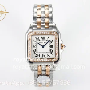 Cartier Panthère Secrete Ladies 27mm SS/RG J12F White Dial on SS/RG Bracelet Ronda Quartz