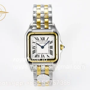 Cartier Panthère Secrete Ladies 27mm YG J12F White Dial Diamonds Bezel on YG Bracelet Ronda Quartz