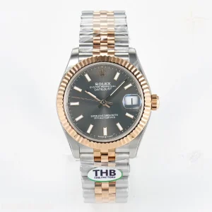 DateJust 31 278271 THBF 904L Steel Gray Diamonds Dial Stick Marker on SS/RG Jubilee Bracelet HZ Cal.2236