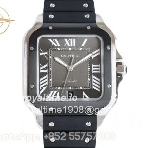 Cartier Santos de Cartier 40mm Grey Dial in Steel/PVD in Black Rubber Strap