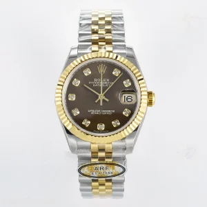 DateJust 31 278273 ARF 904L Steel Brown Diamonds Dial on SS/YG Jubilee Bracelet ETA 2688