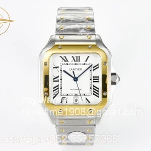 Cartier Santos de Cartier 40mm J12F YG Bezel White Dial on SS SmartLinks Bracelet MIYOTA 9015