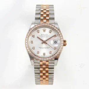 DateJust 31 278271 THBF 904L Steel White Diamonds Dial Diamonds Bezel on SS/RG Jubilee Bracelet HZ Cal.2236