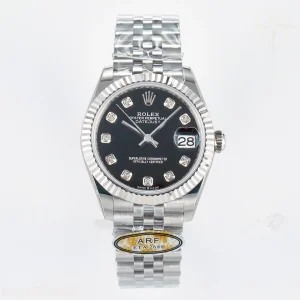 DateJust 31 278274 ARF 904L Steel Black Diamonds Dial on SS Jubilee Bracelet ETA 2688