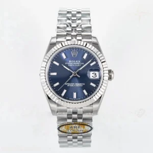DateJust 31 278274 ARF 904L Steel Blue Dial Stick Marker on SS Jubilee Bracelet ETA 2688