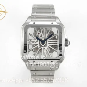 Cartier Santos de Cartier Skeleton SS/YG MLF Skeleton Dial on SS/YG SmartLink Bracelet 9611MC
