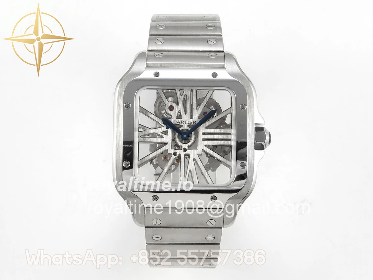 Cartier Santos de Cartier Skeleton SS/YG MLF Skeleton Dial on SS/YG SmartLink Bracelet 9611MC