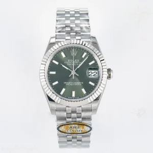 DateJust 31 278274 ARF 904L Steel Green Dial Stick Marker on SS Jubilee Bracelet ETA 2688