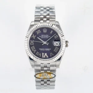DateJust 31 278274 ARF 904L Steel Purple Roman Dial on SS Jubilee Bracelet ETA 2688