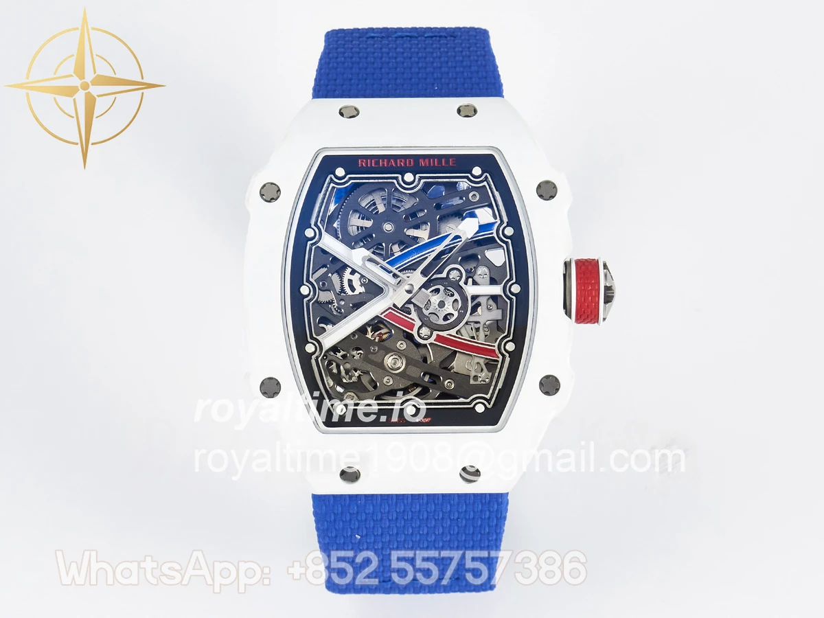 Richard Mille Custom Made RM67-02 White NTPT France Dial on Blue Nylon strap CRMA7
