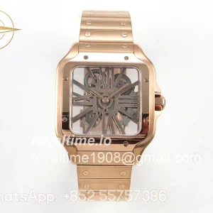 Cartier Santos Skeleton RG RF Skeleton Dial on RG Bracelet 9611MC