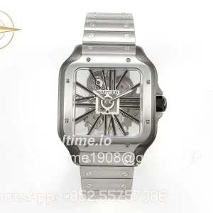 Cartier Santos Skeleton SS/PVD RF Skeleton Dial on SS SmartLink Bracelet 9611MC