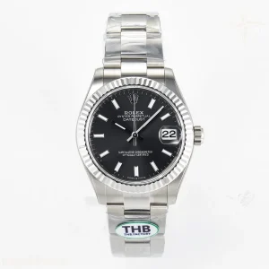 DateJust 31 278274 THBF 904L Steel Black Dial Stick Marker on SS Oyster Bracelet HZ Cal.2236