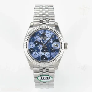 DateJust 31 278274 THBF 904L Steel Fluted Blue Floral Dial on SS Jubilee Bracelet HZ Cal.2236