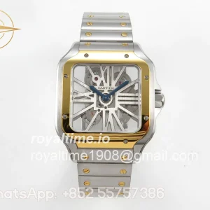 Cartier Santos Skeleton SS/YG RF Skeleton Dial on SS/YG Bracelet 9611MC