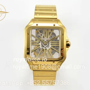Cartier Santos Skeleton YG RF Skeleton Dial on YG Bracelet 9611MC