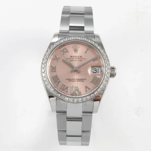 DateJust 31 278274 THBF 904L Steel Pink Roman Dial Diamonds Bezel on SS Jubilee Bracelet HZ Cal.2236