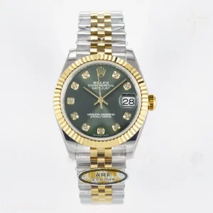 DateJust 31 278383 ARF 904L Steel Green Diamonds Dial on SS/YG Jubilee Bracelet ETA 2688