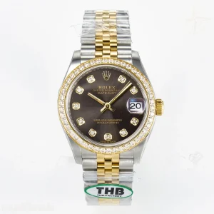 DateJust 31 278383RBR THBF 904L Steel Brown Diamonds Dial Diamonds Bezel on SS/YG Jubilee Bracelet HZ Cal.2236